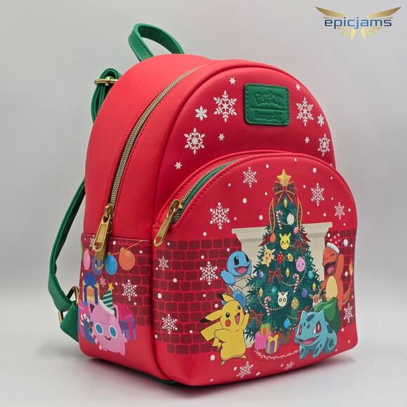 Loungefly Pokémon Christmas Tree Backpack Pikachu Squirtle Charmander Bulbasaur - Picture 2 of 7